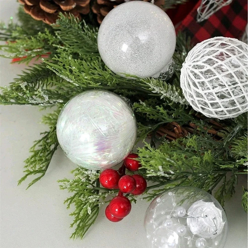 Clear Plastic Christmas Ball Ornaments, 30Ct‎ 2.36 Inch Silver Balls for Tree